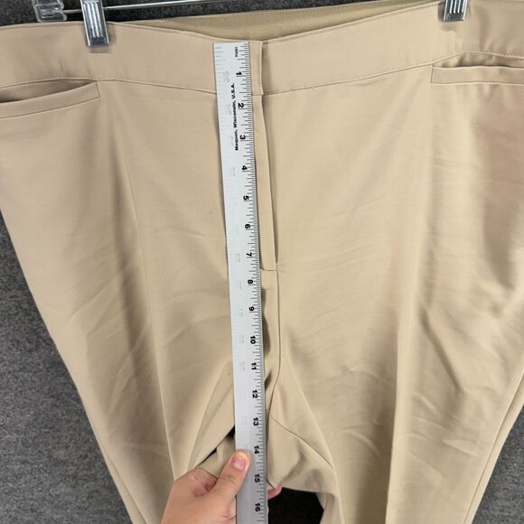 Ruby Rd. Dress Pants Women 20W Plus Beige High Rise Pleated Tapered Cotton - Picture 4 of 7